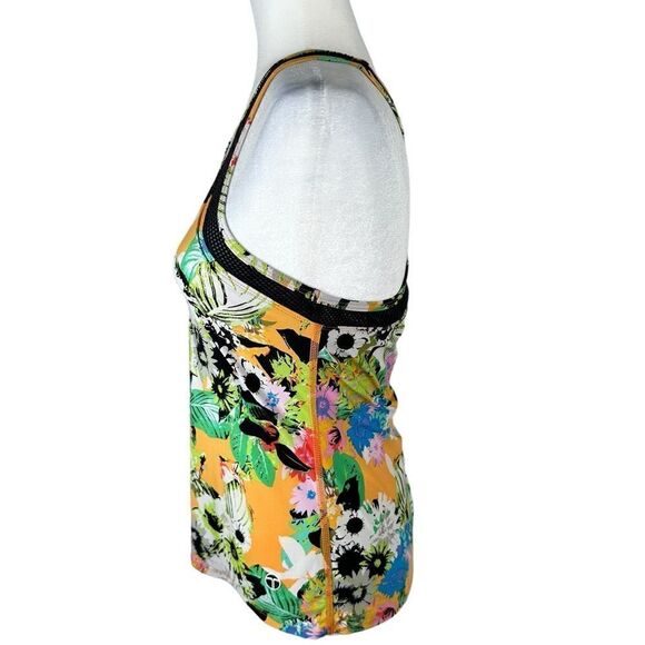 Trina Turk Orange Tropical Print High Neck Activewear Bra Tank Top - Picture 2 of 8
